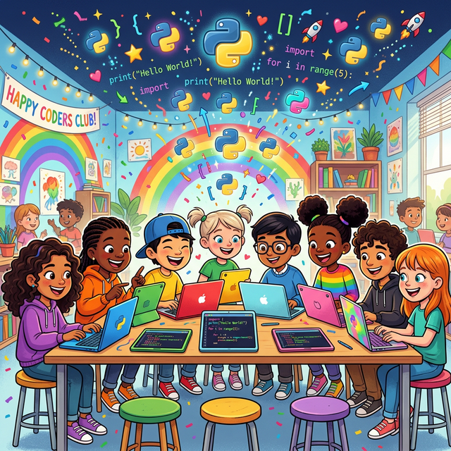 Kids coding together